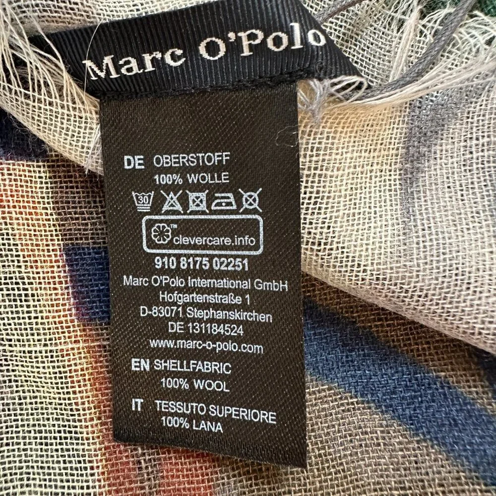 NWT Marco Polo Digital Print Multicolor 100% Wool Woven Scarf 42